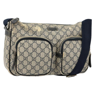 GUCCI GG Supreme Shoulder Bag PVC Navy Gold 246881 Auth 146007