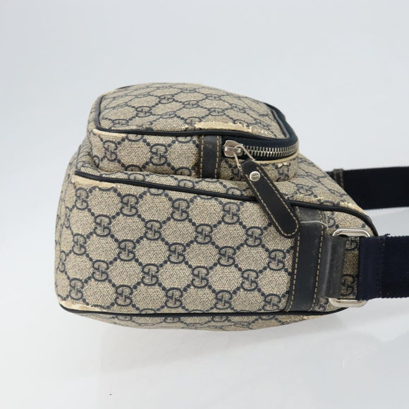 GUCCI GG Supreme Shoulder Bag PVC Navy Gold 246881 Auth 146007
