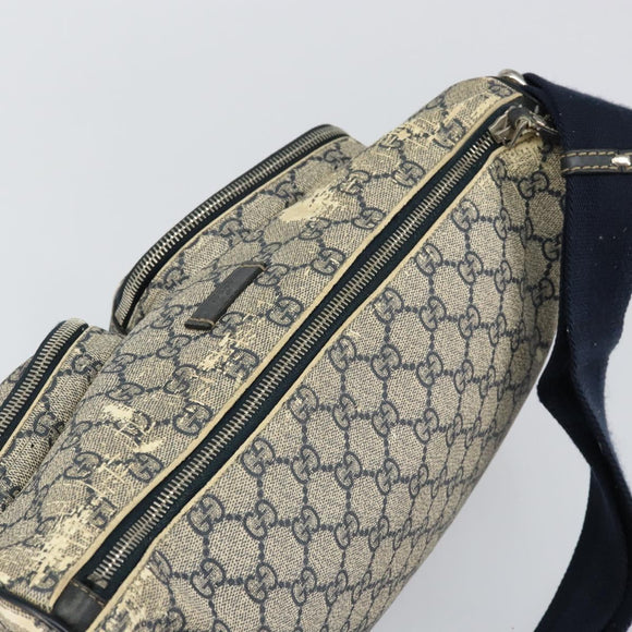 GUCCI GG Supreme Shoulder Bag PVC Navy Gold 246881 Auth 146007