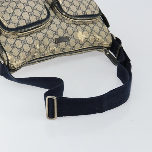 GUCCI GG Supreme Shoulder Bag PVC Navy Gold 246881 Auth 146007