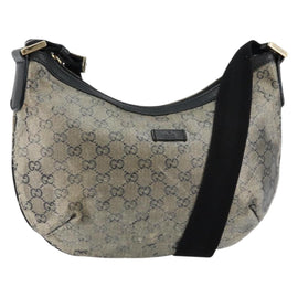 GUCCI GG Crystal Shoulder Bag Coated Canvas Navy Gold 181092 Auth 146008