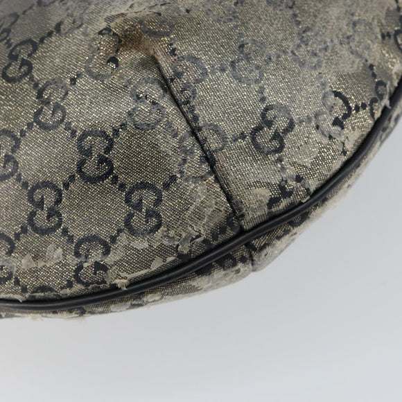 GUCCI GG Crystal Shoulder Bag Coated Canvas Navy Gold 181092 Auth 146008