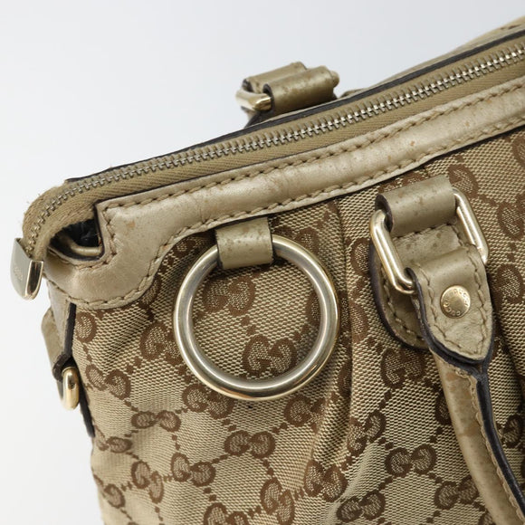 GUCCI GG Canvas Hand Bag Beige Gold 247902 Auth 146010