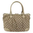 GUCCI GG Canvas Hand Bag Beige Gold 247902 Auth 146010-2