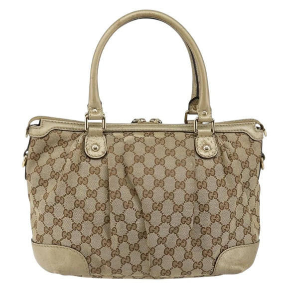 GUCCI GG Canvas Hand Bag Beige Gold 247902 Auth 146010