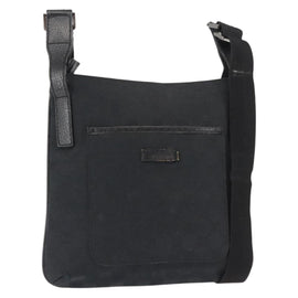 GUCCI GG Canvas Shoulder Bag Black Silver 122793 Auth 146012