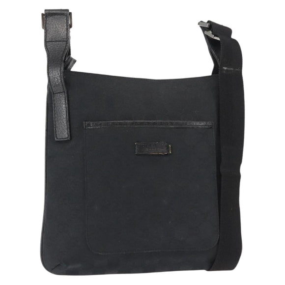 GUCCI GG Canvas Shoulder Bag Black Silver 122793 Auth 146012
