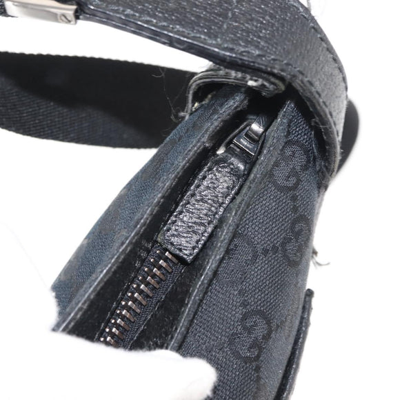 GUCCI GG Canvas Shoulder Bag Black Silver 122793 Auth 146012