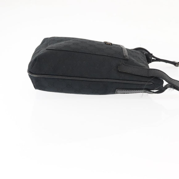 GUCCI GG Canvas Shoulder Bag Black Silver 122793 Auth 146012