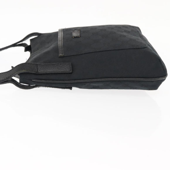 GUCCI GG Canvas Shoulder Bag Black Silver 122793 Auth 146012