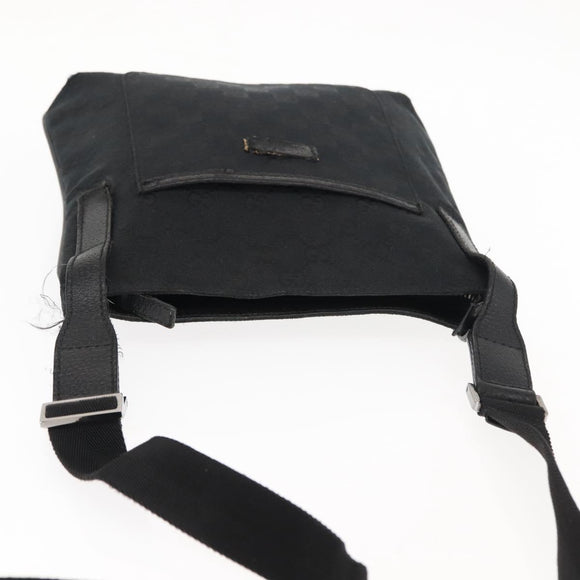 GUCCI GG Canvas Shoulder Bag Black Silver 122793 Auth 146012
