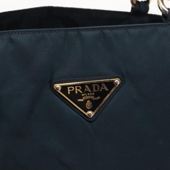 PRADA Hand Bag Nylon Blue Gold Auth 146014