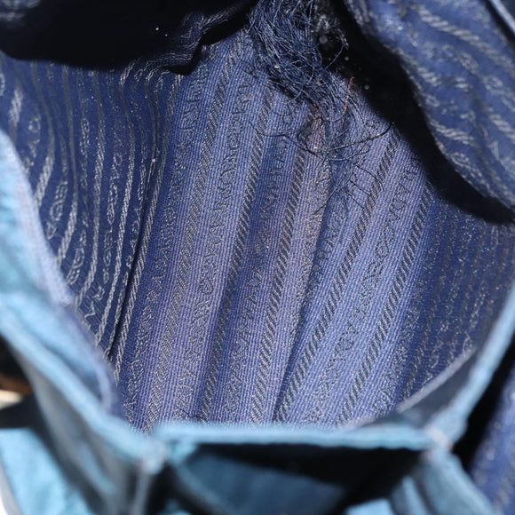 PRADA Hand Bag Nylon Blue Gold Auth 146014