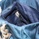 PRADA Hand Bag Nylon Blue Gold Auth 146014-21
