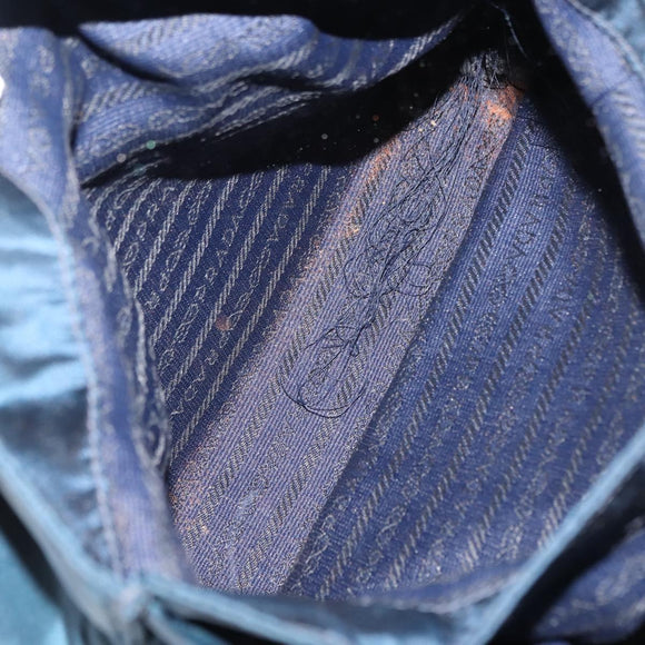 PRADA Hand Bag Nylon Blue Gold Auth 146014