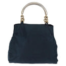 PRADA Hand Bag Nylon Blue Gold Auth 146014-2