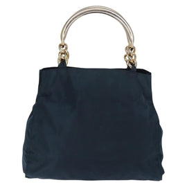 PRADA Hand Bag Nylon Blue Gold Auth 146014 - 0