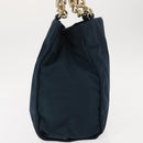 PRADA Hand Bag Nylon Blue Gold Auth 146014-3