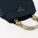 PRADA Hand Bag Nylon Blue Gold Auth 146014-6