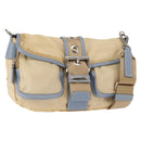 PRADA Shoulder Bag Nylon Beige Silver Auth 146015-1