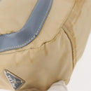 PRADA Shoulder Bag Nylon Beige Silver Auth 146015-11