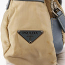 PRADA Shoulder Bag Nylon Beige Silver Auth 146015-15