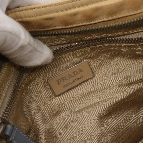 PRADA Shoulder Bag Nylon Beige Silver Auth 146015