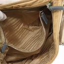 PRADA Shoulder Bag Nylon Beige Silver Auth 146015-24