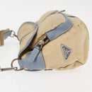 PRADA Shoulder Bag Nylon Beige Silver Auth 146015-6