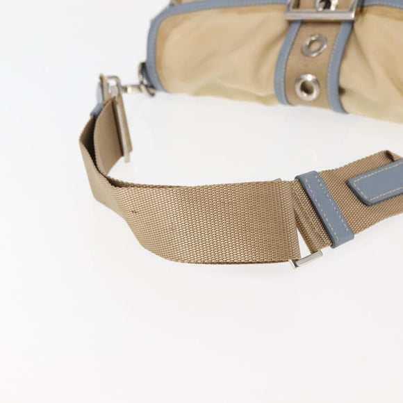 PRADA Shoulder Bag Nylon Beige Silver Auth 146015