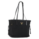 PRADA Tote Bag Nylon Black Gold Auth 146016-1