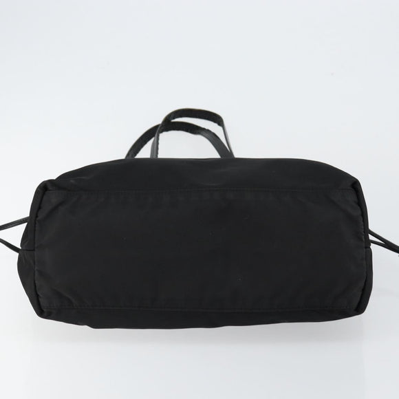 PRADA Tote Bag Nylon Black Gold Auth 146016
