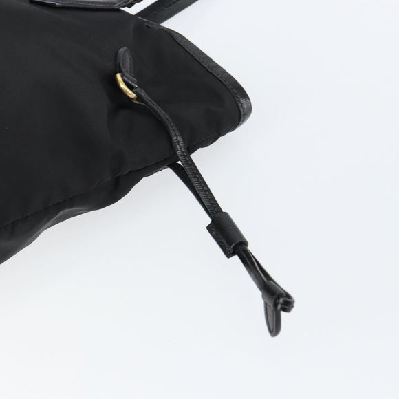 PRADA Tote Bag Nylon Black Gold Auth 146016