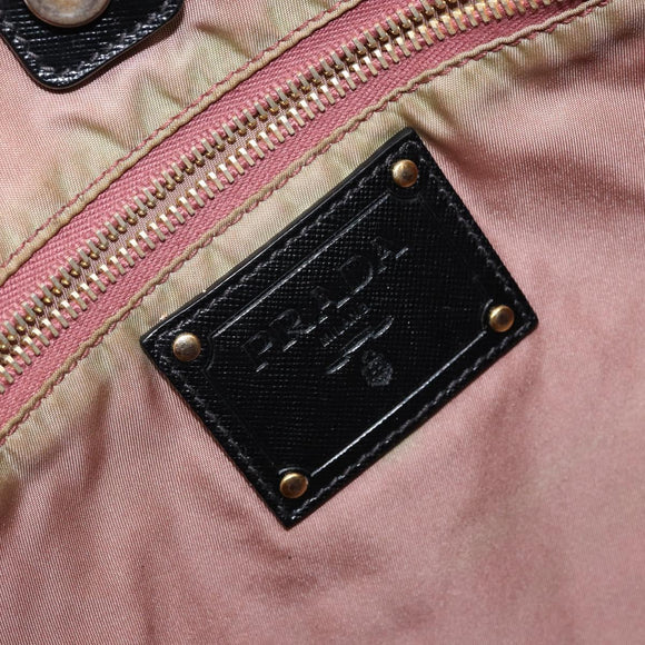 PRADA Tote Bag Nylon Black Gold Auth 146016