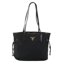 PRADA Tote Bag Nylon Black Gold Auth 146016-13