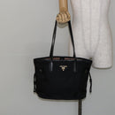 PRADA Tote Bag Nylon Black Gold Auth 146016-24