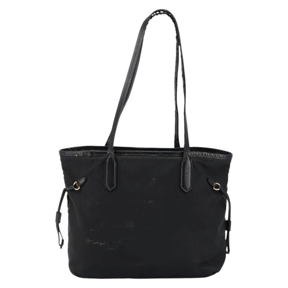 PRADA Tote Bag Nylon Black Gold Auth 146016