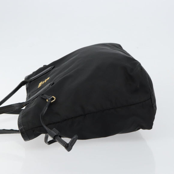 PRADA Tote Bag Nylon Black Gold Auth 146016