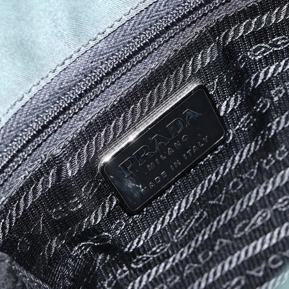 PRADA Tote Bag Nylon Green Silver Auth 146019