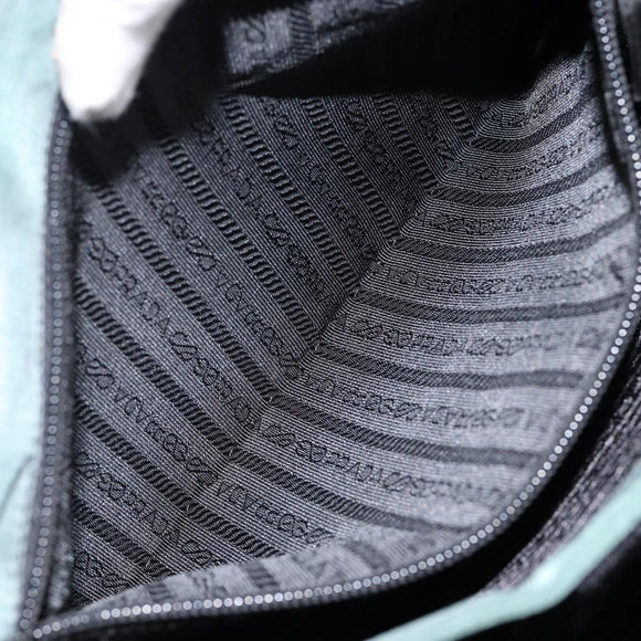 PRADA Tote Bag Nylon Green Silver Auth 146019