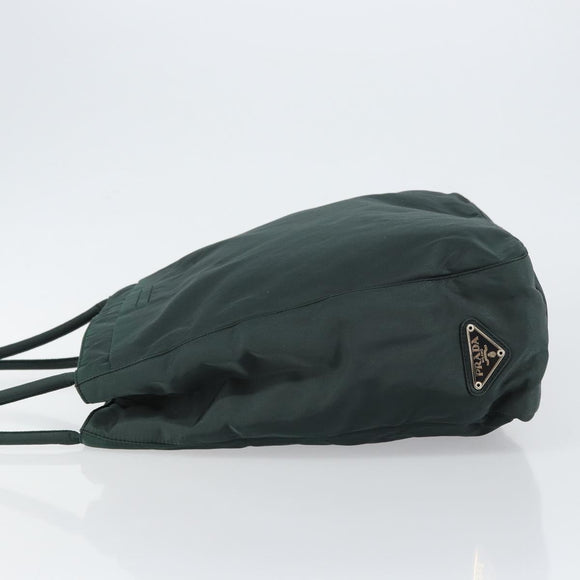 PRADA Tote Bag Nylon Green Silver Auth 146019