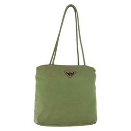 PRADA Tote Bag Nylon Green Silver Auth 146020