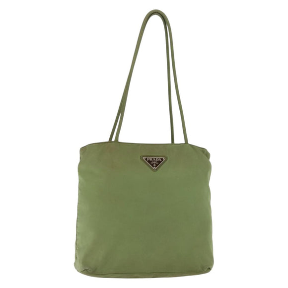 PRADA Tote Bag Nylon Green Silver Auth 146020