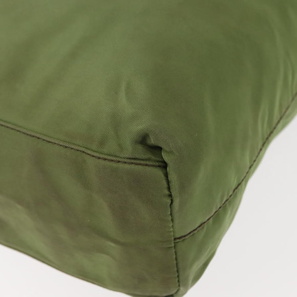 PRADA Tote Bag Nylon Green Silver Auth 146020