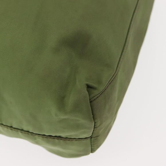 PRADA Tote Bag Nylon Green Silver Auth 146020