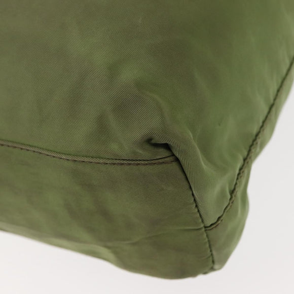 PRADA Tote Bag Nylon Green Silver Auth 146020