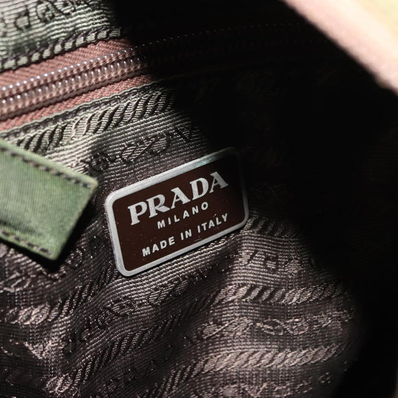 PRADA Tote Bag Nylon Green Silver Auth 146020