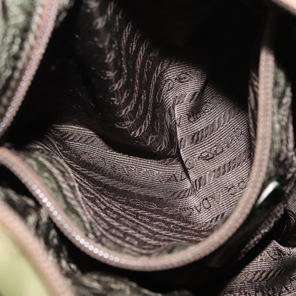 PRADA Tote Bag Nylon Green Silver Auth 146020