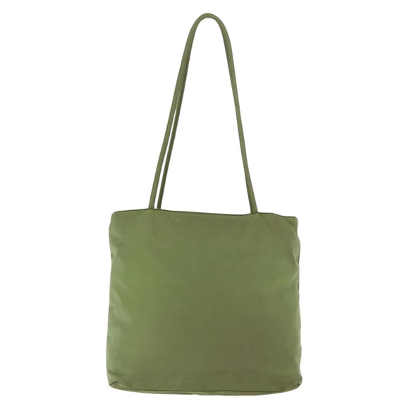PRADA Tote Bag Nylon Green Silver Auth 146020