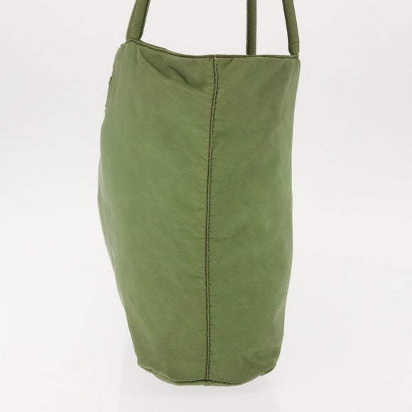 PRADA Tote Bag Nylon Green Silver Auth 146020
